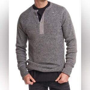 Bundle Of 2 Men's Grey Henley Knit Sweater Black/ Gray